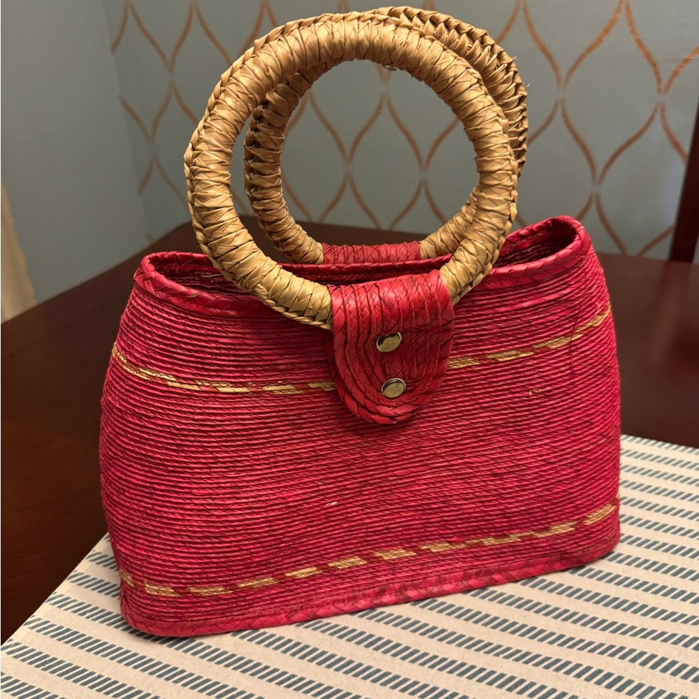 Red Woven Handbag
